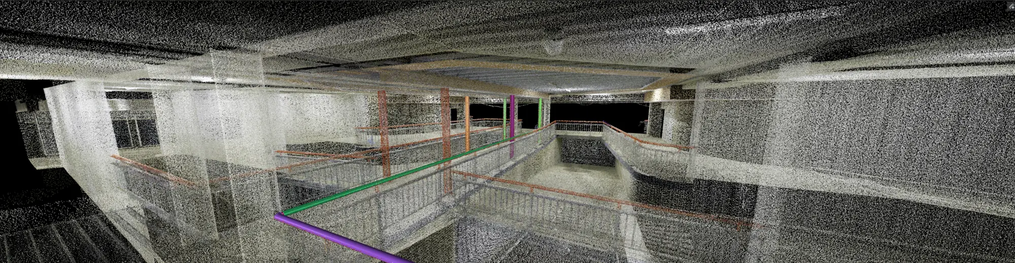 Pointcloud van Spelen bij Beelen met geselecteerde leuninggeometrie voor IFC-extractie
