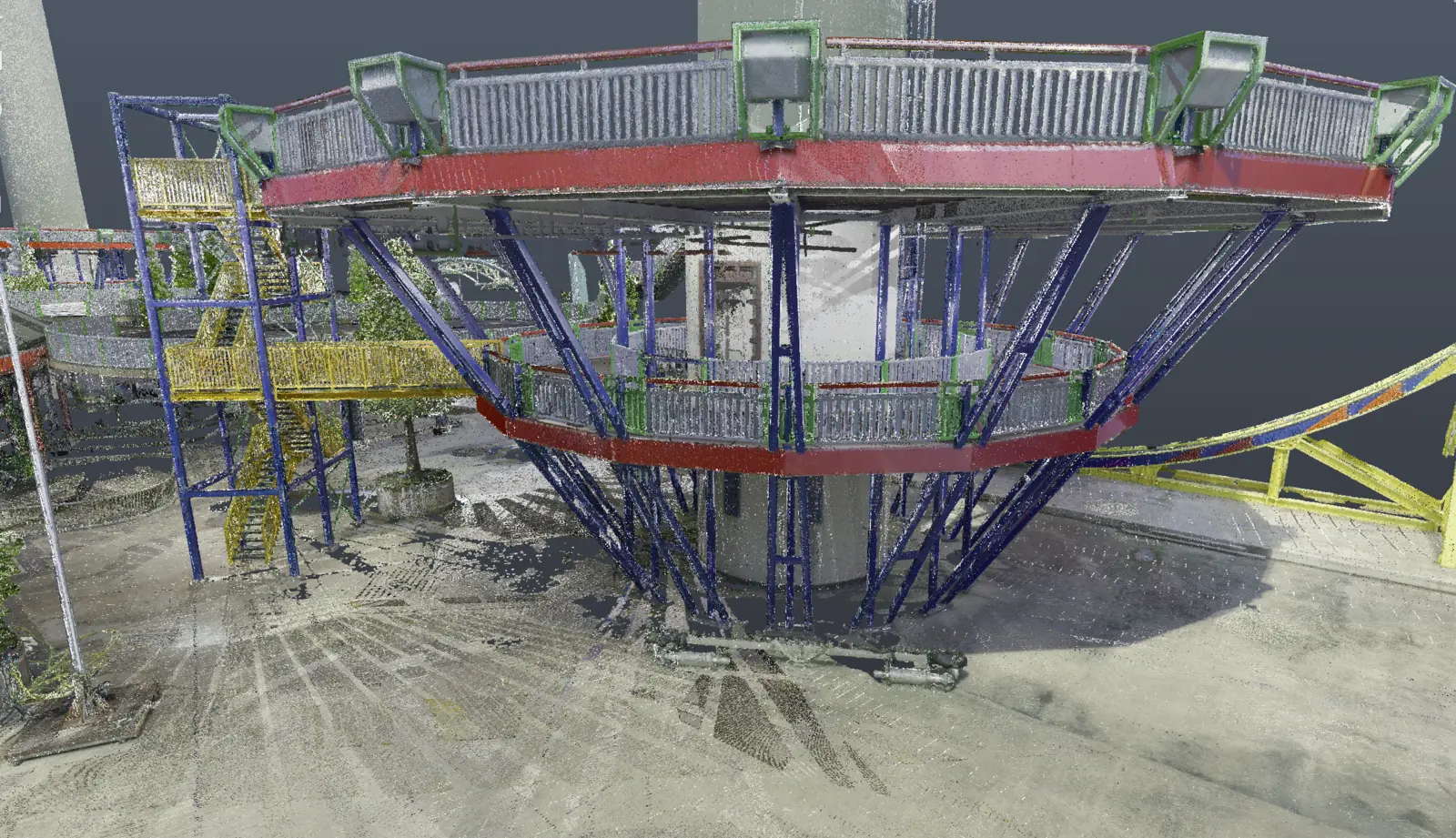 Detailweergave van een platform en staalconstructie bij Spelen bij Beelen